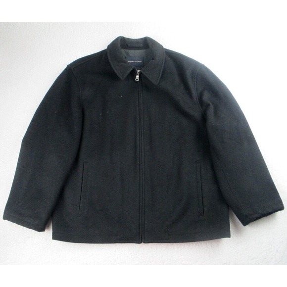 Banana Republic Wool Coat Mens Sz‎ XL Black Long Sleeve Cashmere Full Zip 54023 - Picture 1 of 9